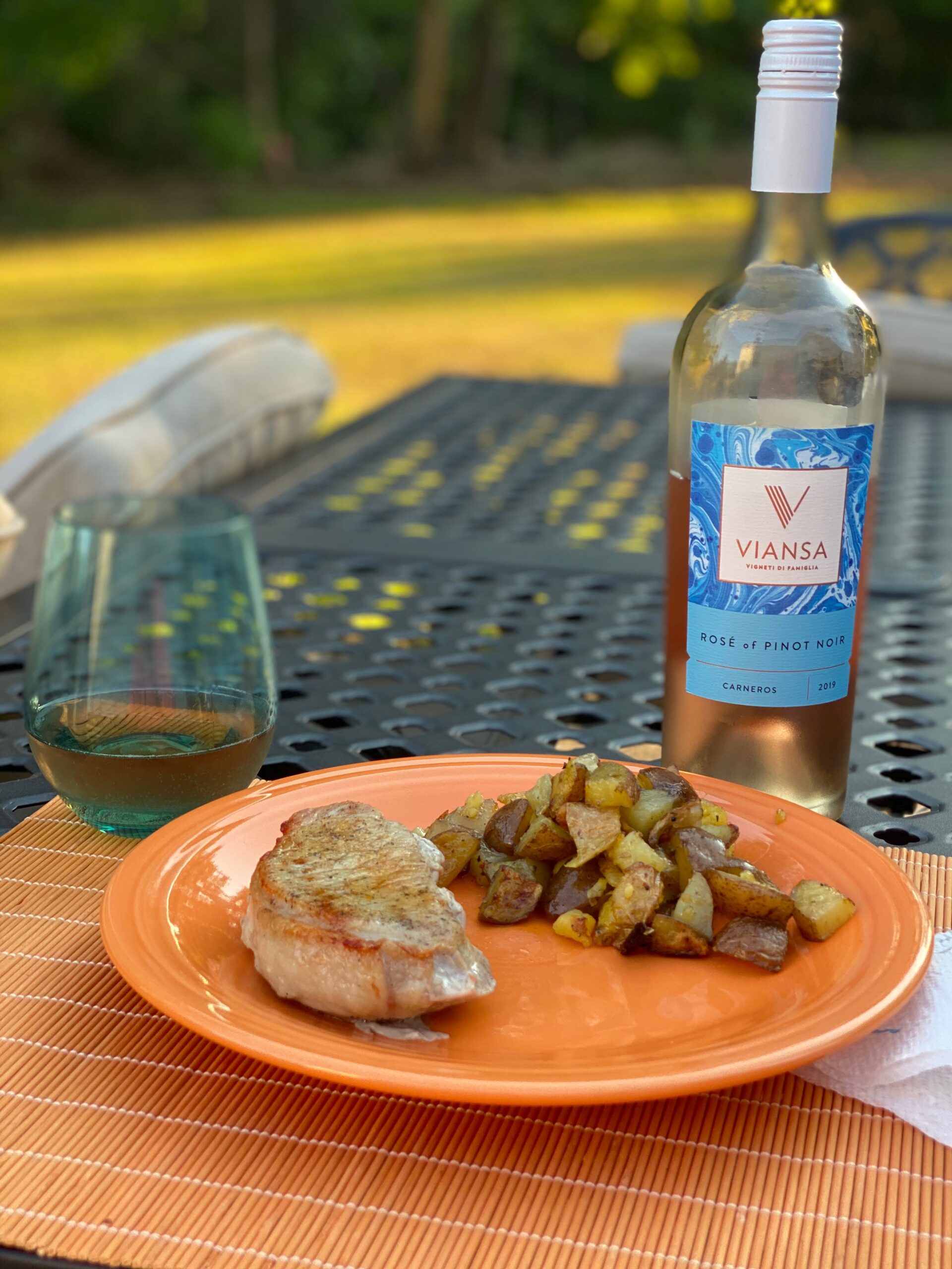 Rose of Pinot Noir paired with Pork Chops